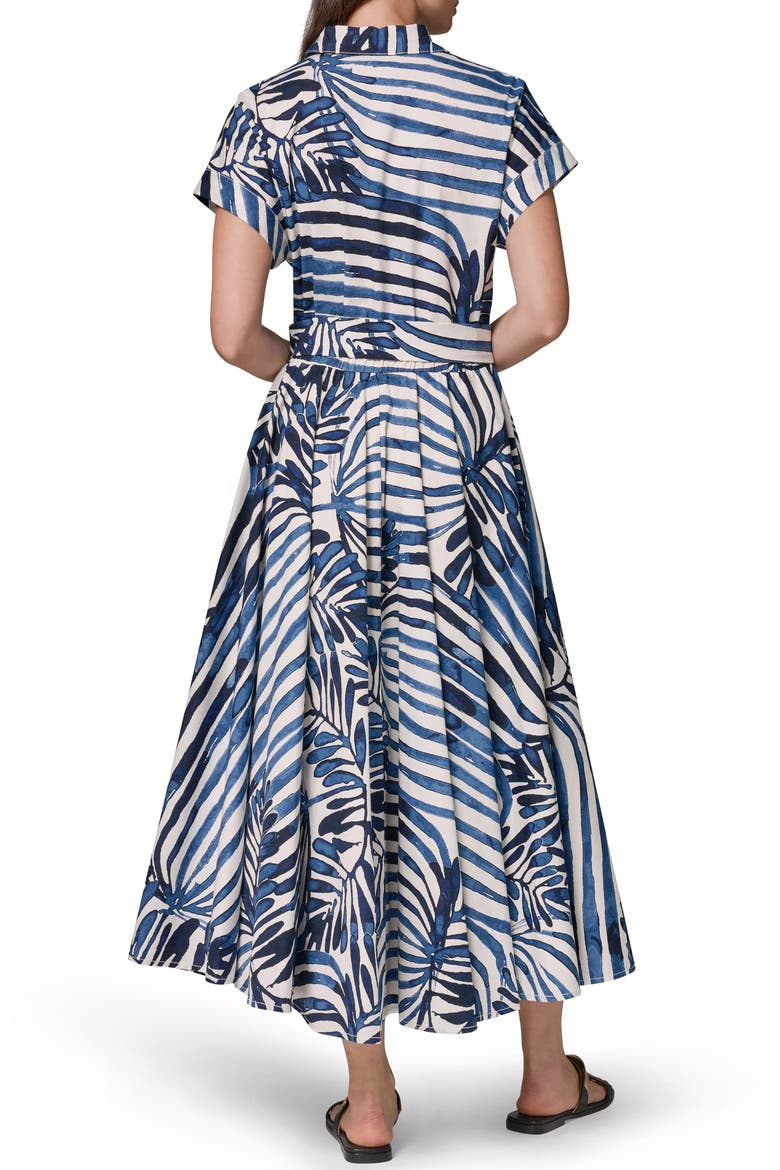 Tie Waist Short Sleeve Stretch Cotton Midi Shirtdress, Alternate, color, NIGHT FALL