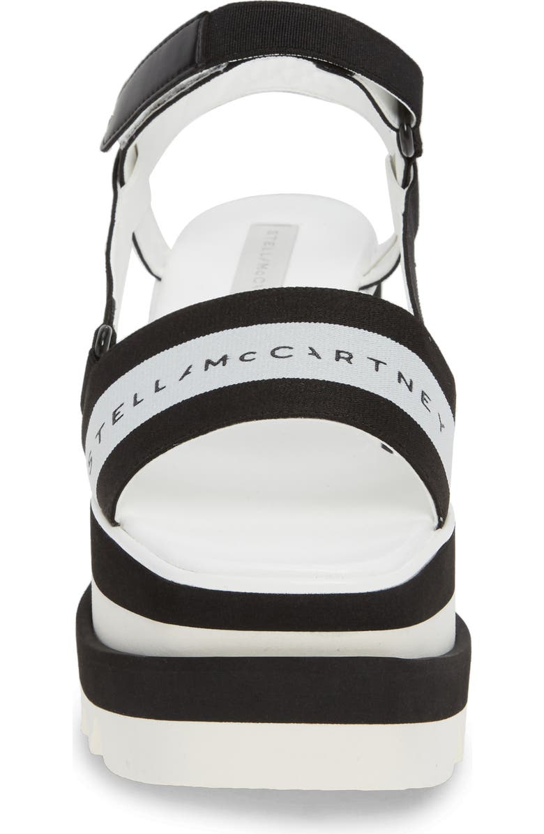 Stella McCartney Stripe Logo Platform Sandal, Alternate, color,