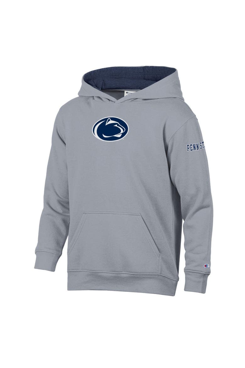 Youth Champion  Heather Gray/Navy Penn State Nittany Lions Volume Fleece Hoodie, Main, color, Heather Gray