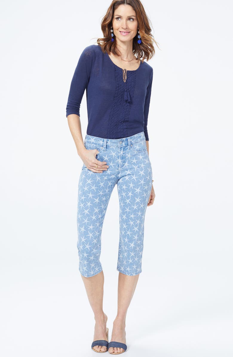NYDJ High Waist Seastar Print Stretch Crop Jeans, Alternate, color, 