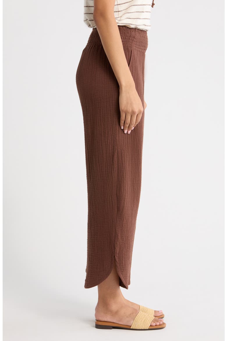 Cali Smocked Waist Double Cloth Pants, Alternate, color, SHAVED CHOCOLATE