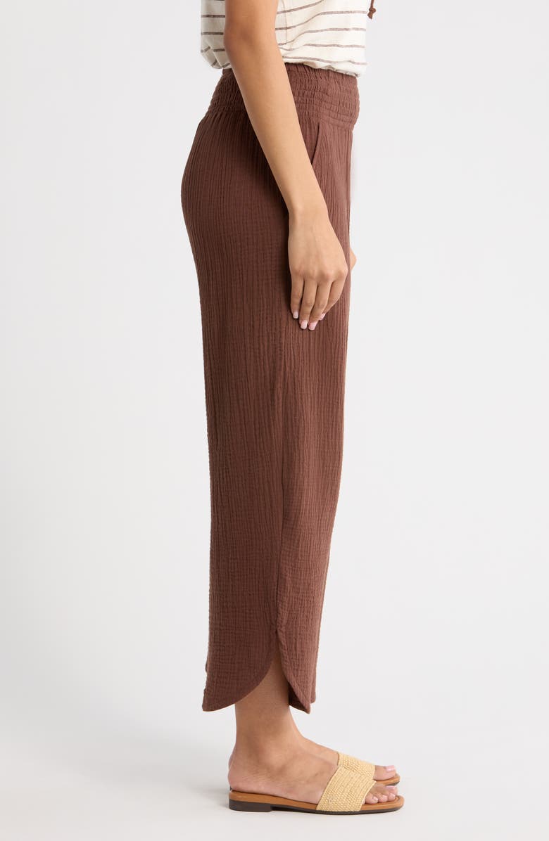 Marine Layer Cali Smocked Waist Double Cloth Pants, Alternate, color, Shaved Chocolate