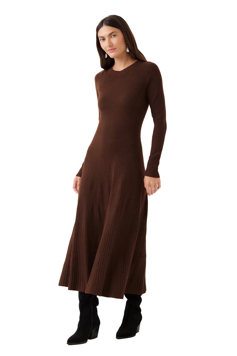 Seamless Rib Sweater Midi Dress, Alternate, color, CHOCOLATE