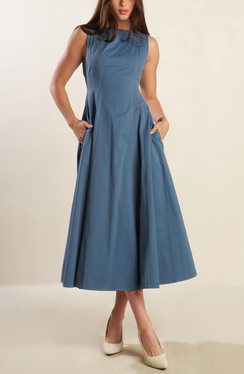 FREEMARKET Sleeveless Cotton Midi Dress, Alternate, color, 