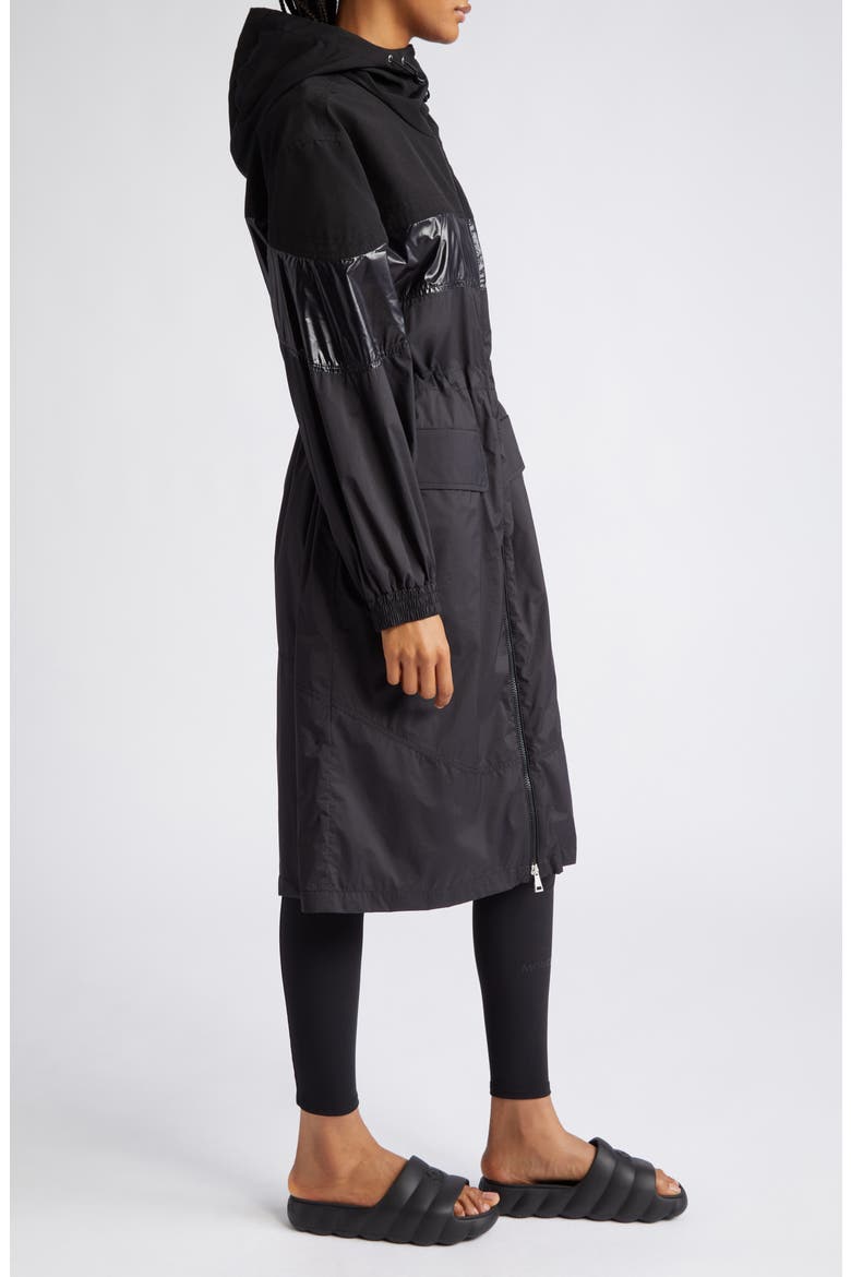 Elorn Mixed Media Long Coat, Alternate, color, BLACK