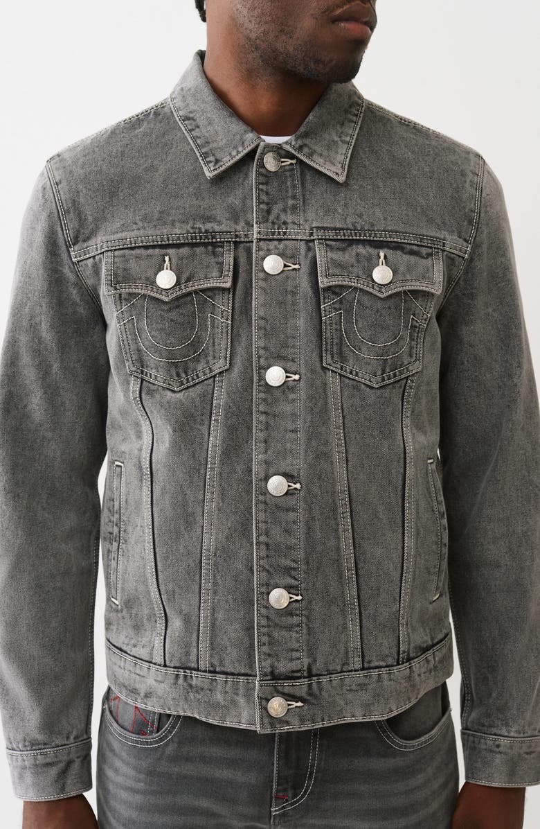 True Religion Jesse Trucker Jacket, Alternate, color, Grey Obsidan Wash