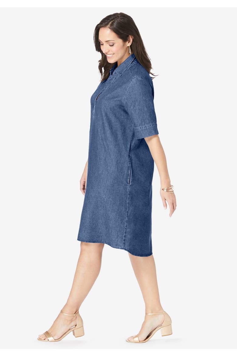 Cuff Sleeve Denim Shirtdress, Alternate, color, DARK OLIVE GREEN