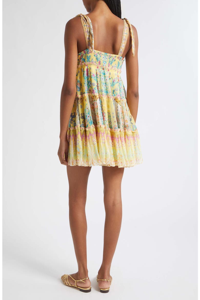 Barcelona Print Tiered Silk Sundress, Alternate, color, BARCELONA BEB
