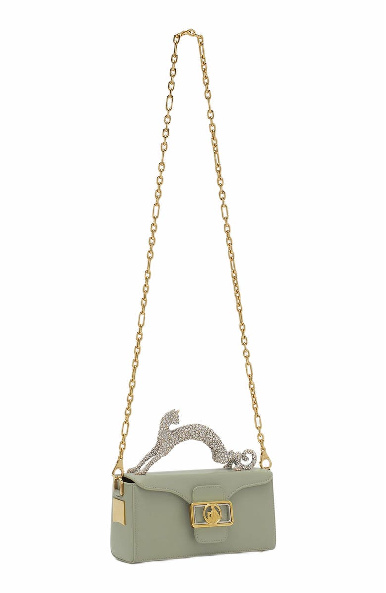 Lanvin Nano Pencil Cat Bag In Leather And Rhinestones, Alternate, color, 