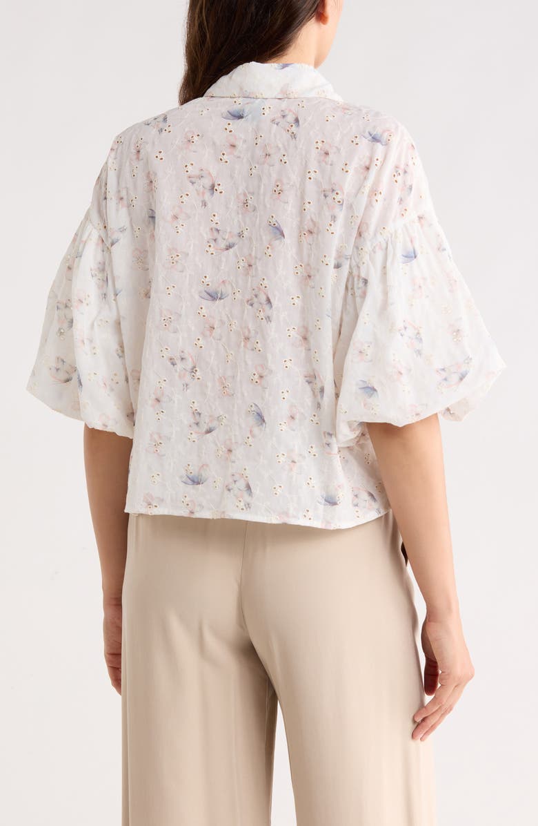 Forgotten Grace Puff Sleeve Print Top, Alternate, color, Ivory