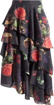 AllSaints Caya Ruffle Asymmetric Skirt