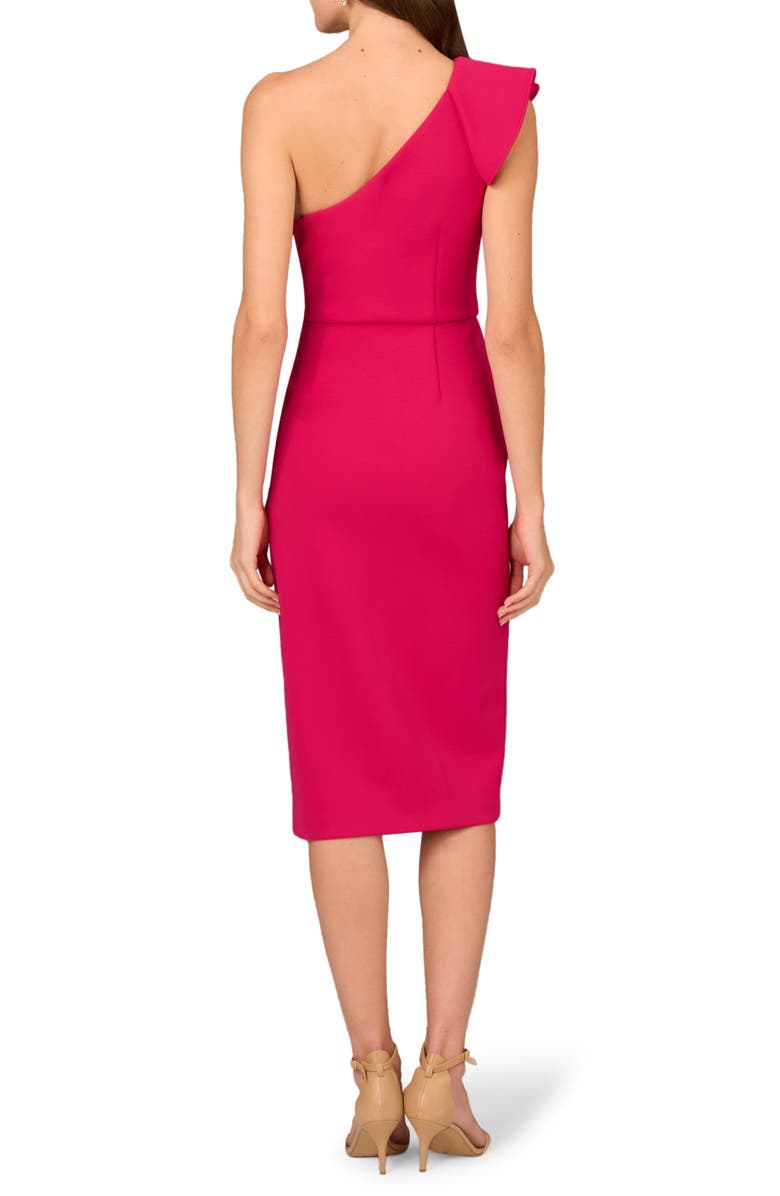 Aidan Mattox by Adrianna Papell One-Shoulder Crepe Cocktail Midi Dress, Alternate, color, 