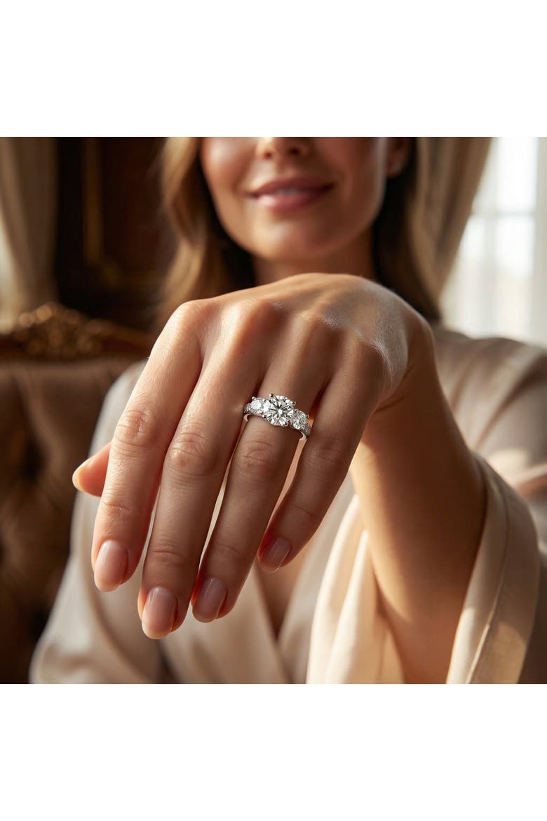 1 1/4ct Three Stone Lab Grown Diamond Engagement Ring 14K Gold, Alternate, color, 14K White Gold