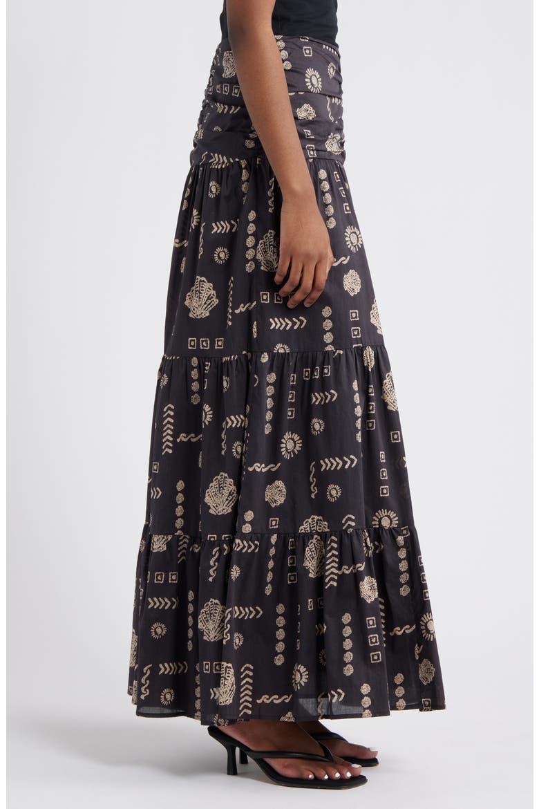 Agatha Floral Tiered Cotton Maxi Skirt, Alternate, color, BEACH SHELLS