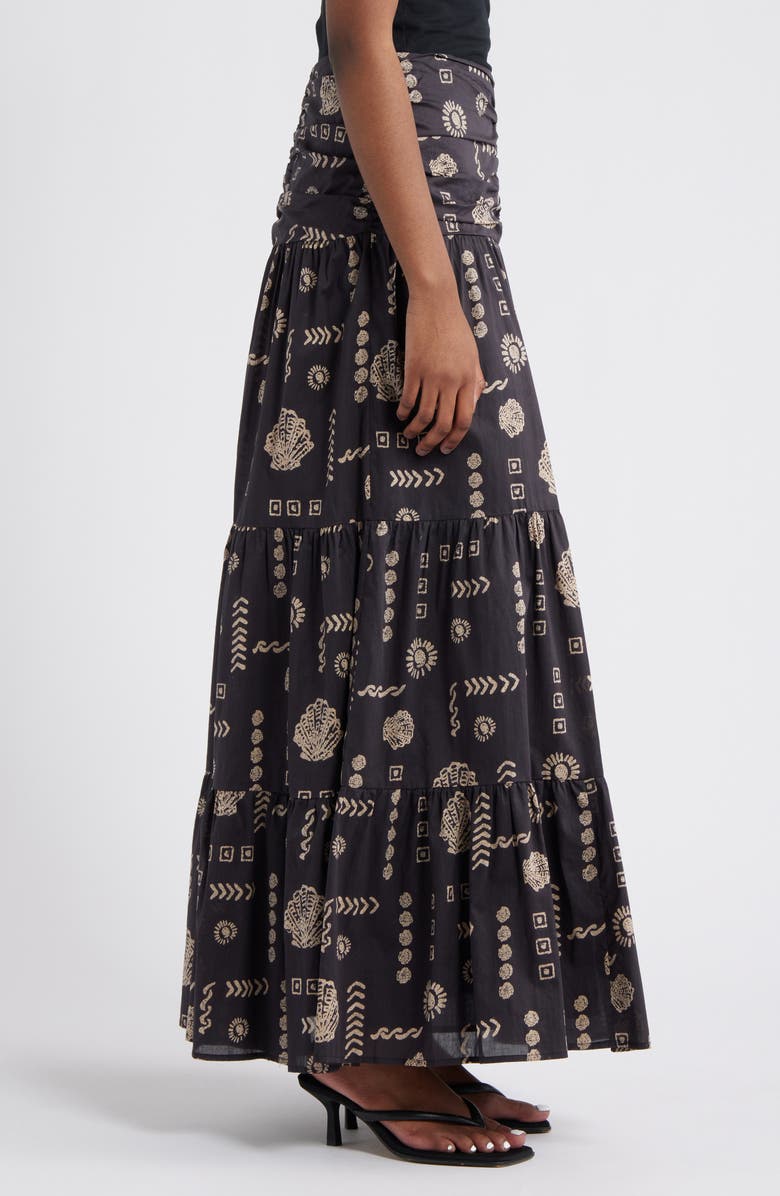 Rails Agatha Floral Tiered Cotton Maxi Skirt, Alternate, color, Beach Shells