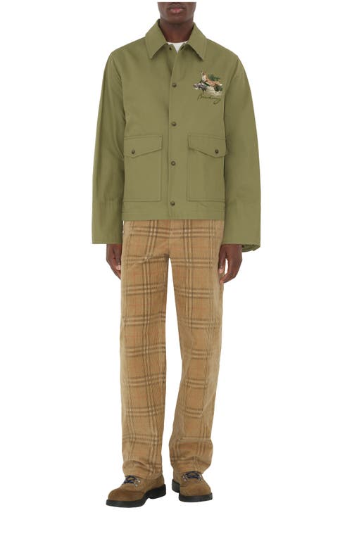 Burberry Cotton Jacket With Collar And Embroidered Detail In Green