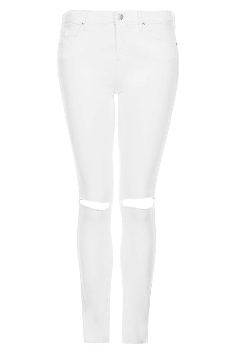 Moto 'Leigh' Distressed Skinny Jeans, Alternate, color, WHITE