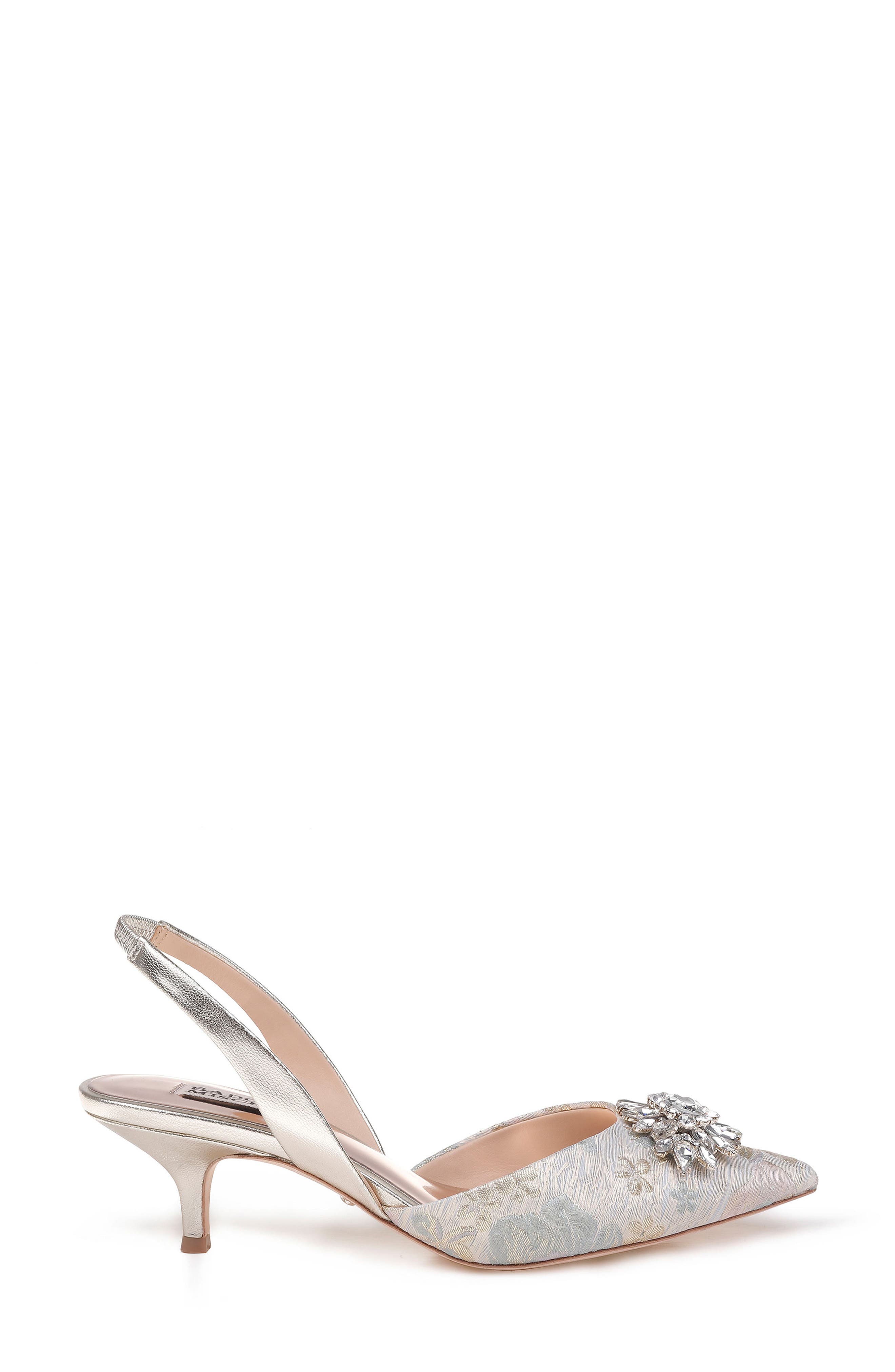Badgley Mischka Salena Pointy Toe Pump, Alternate, color, PLATINO SUEDE
