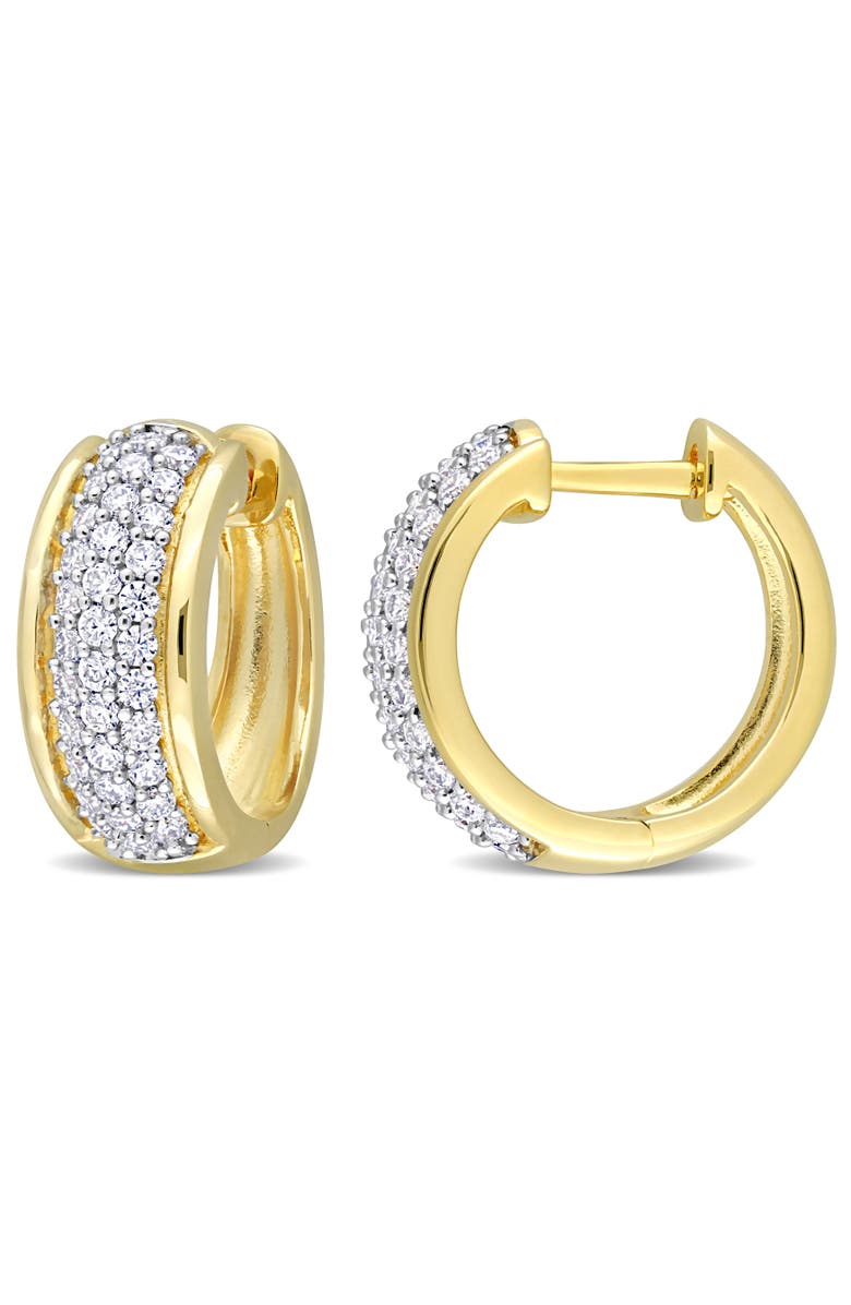 Julianna B. Moissanite Triple Row Hoop Earrings, Main, color, Yellow-Plated