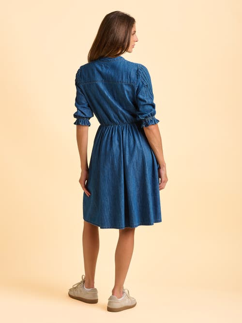 Brakeburn Icylyn 3/4 Sleeve Round Neck Midi Dress In Blue