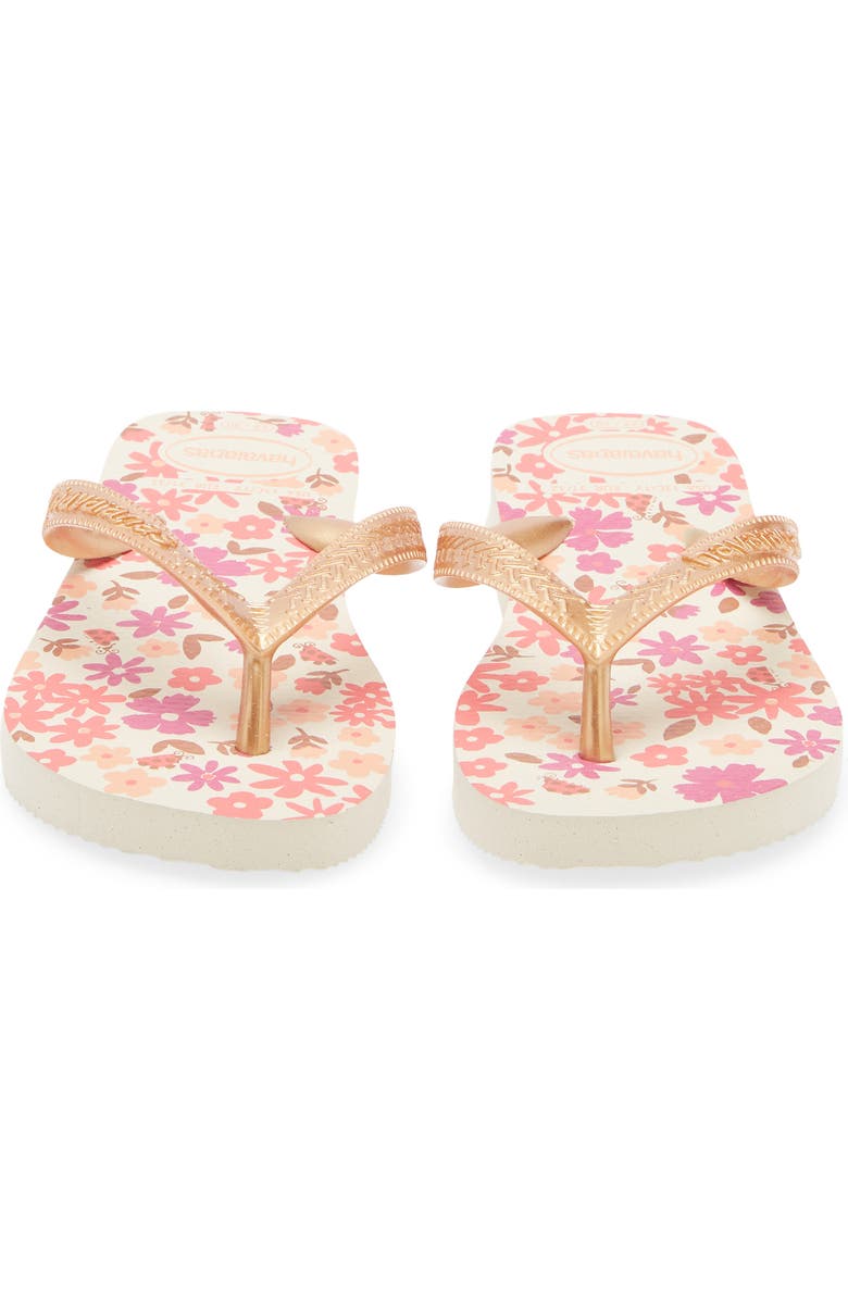 Havaianas Kids' Flores Flip Flop, Alternate, color, Beige/Golden