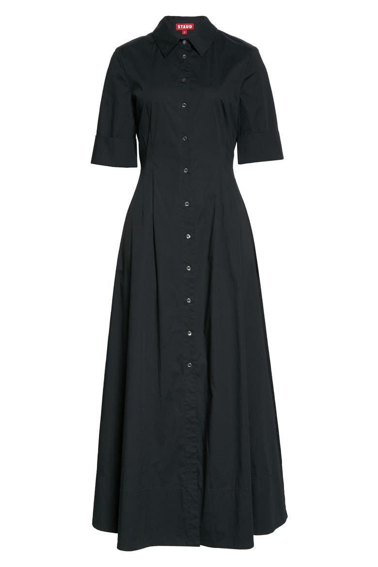 Joan A-Line Shirtdress, Alternate, color, BLACK