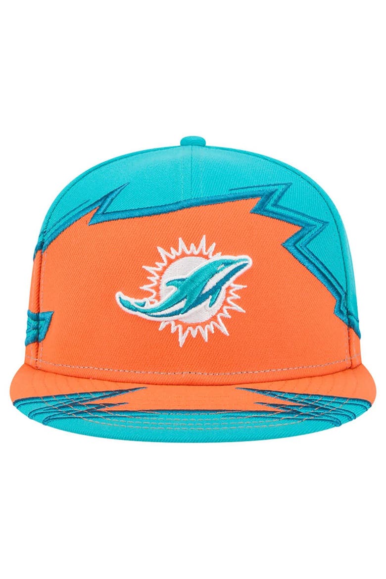 Men's New Era  Aqua/Orange Miami Dolphins Break 59FIFTY Fitted Hat, Alternate, color, Aqua