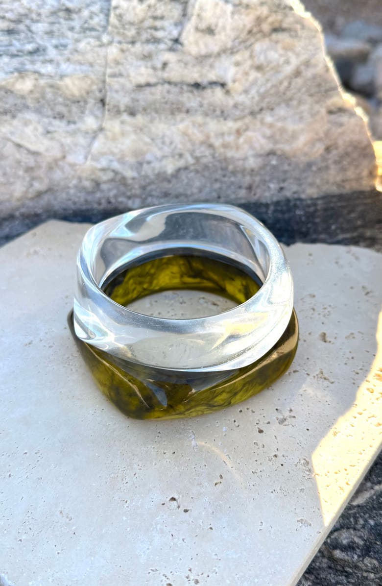 Adornia Set of 2 Acrylic Bangle Bracelets, Alternate, color, Brown