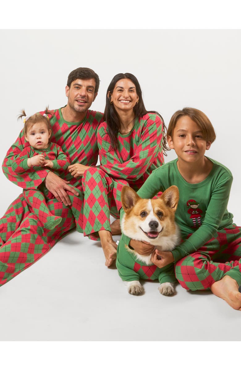 Leveret Kids Two-Piece Cotton Matching Family Holiday Pajamas, Argyles & Holiday Prints, Alternate, color, Argyle Red & Green