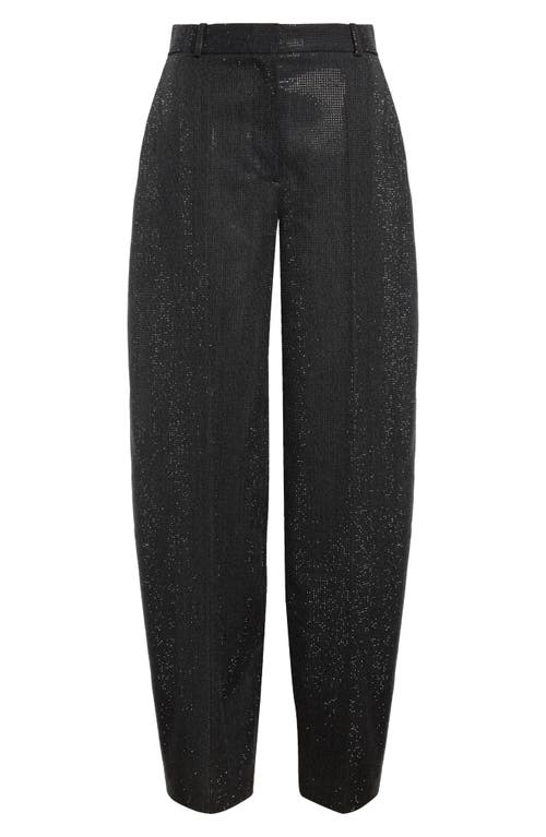 Alexander Wang High Waist Crystal Hotfix Wool Twill Pants In 010 Charcoal