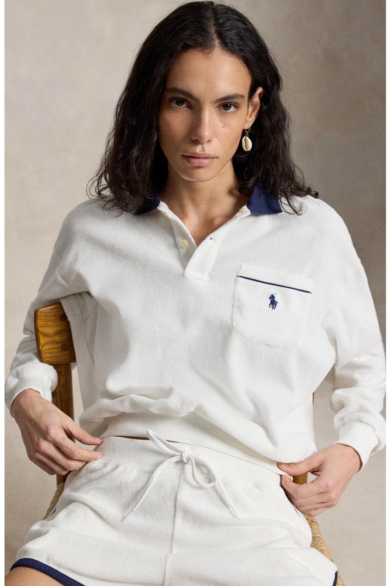 Cotton Blend French Terry Sweatshirt, Alternate, color, WHITE