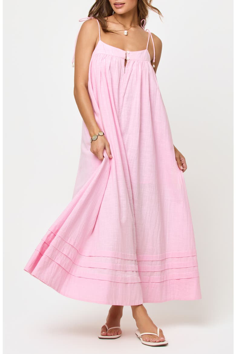 Sunset Stroll Cotton Cover-Up Maxi Dress, Main, color, ROSEWATER