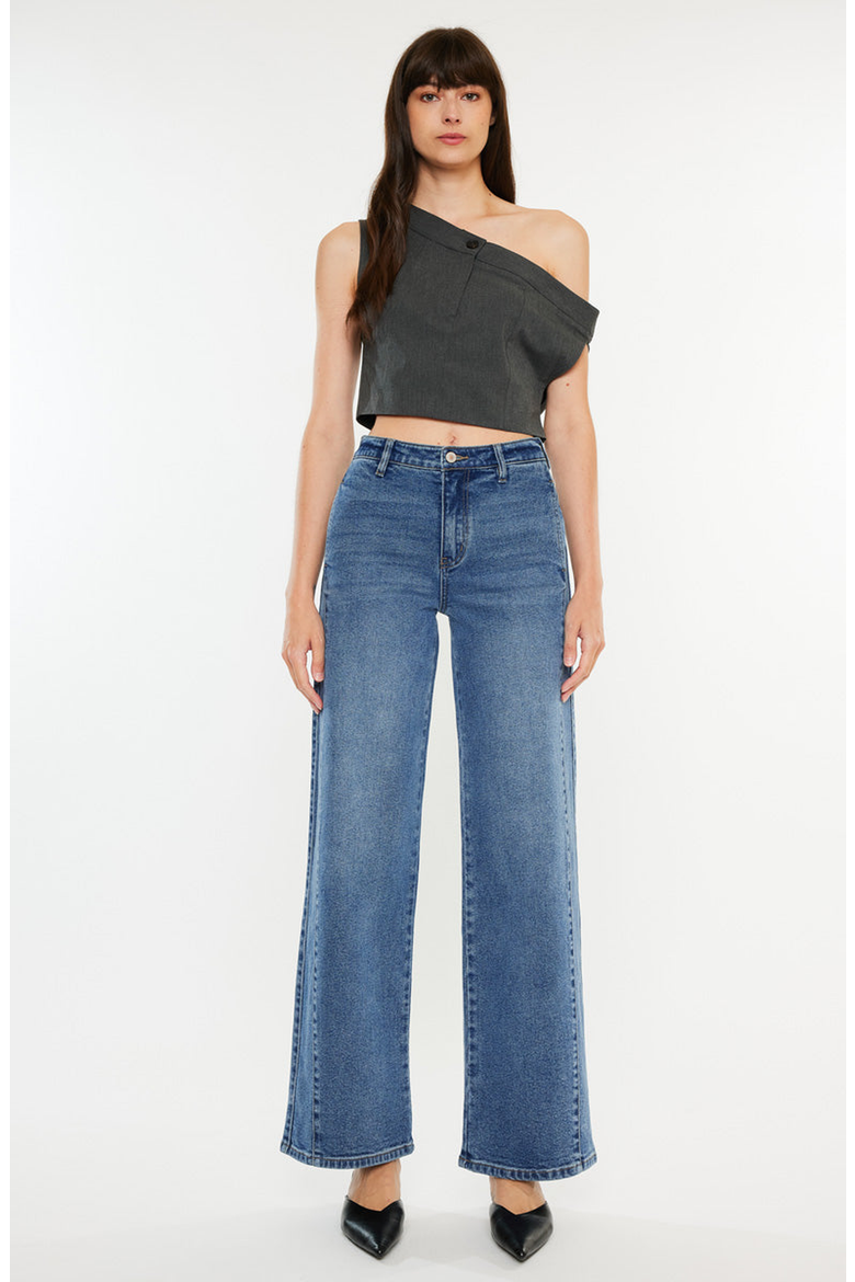 Kenya High Rise Wide Leg Flare Jeans, Alternate, color, Medium Wash