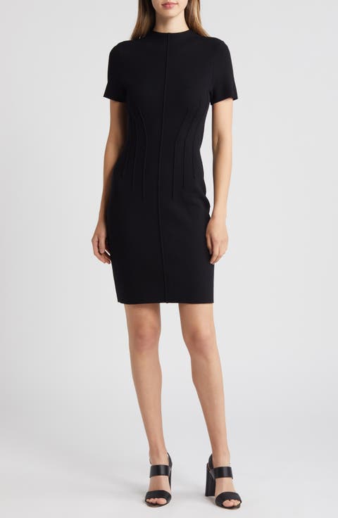 Pintuck Fitted Sheath Dress