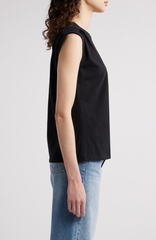 Treasure & Bond Pleat Shoulder Cotton Tank In Black