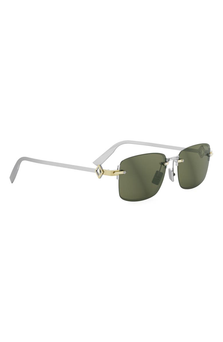 DIOR 'CD Diamond S11U Rectangle Sunglasses, Alternate, color, Shiny Palladium / Green