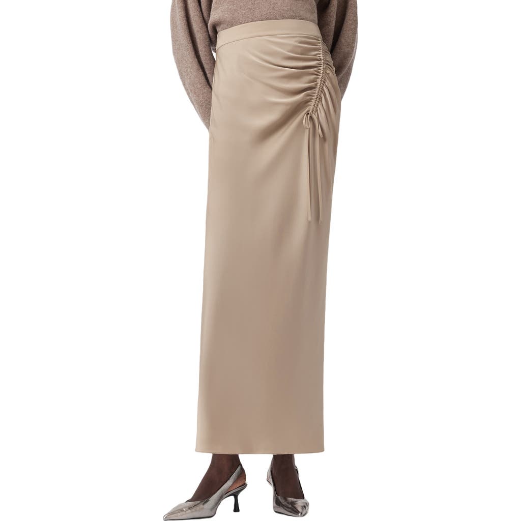Allsaints Alexia Ruched Skirt In Neutral