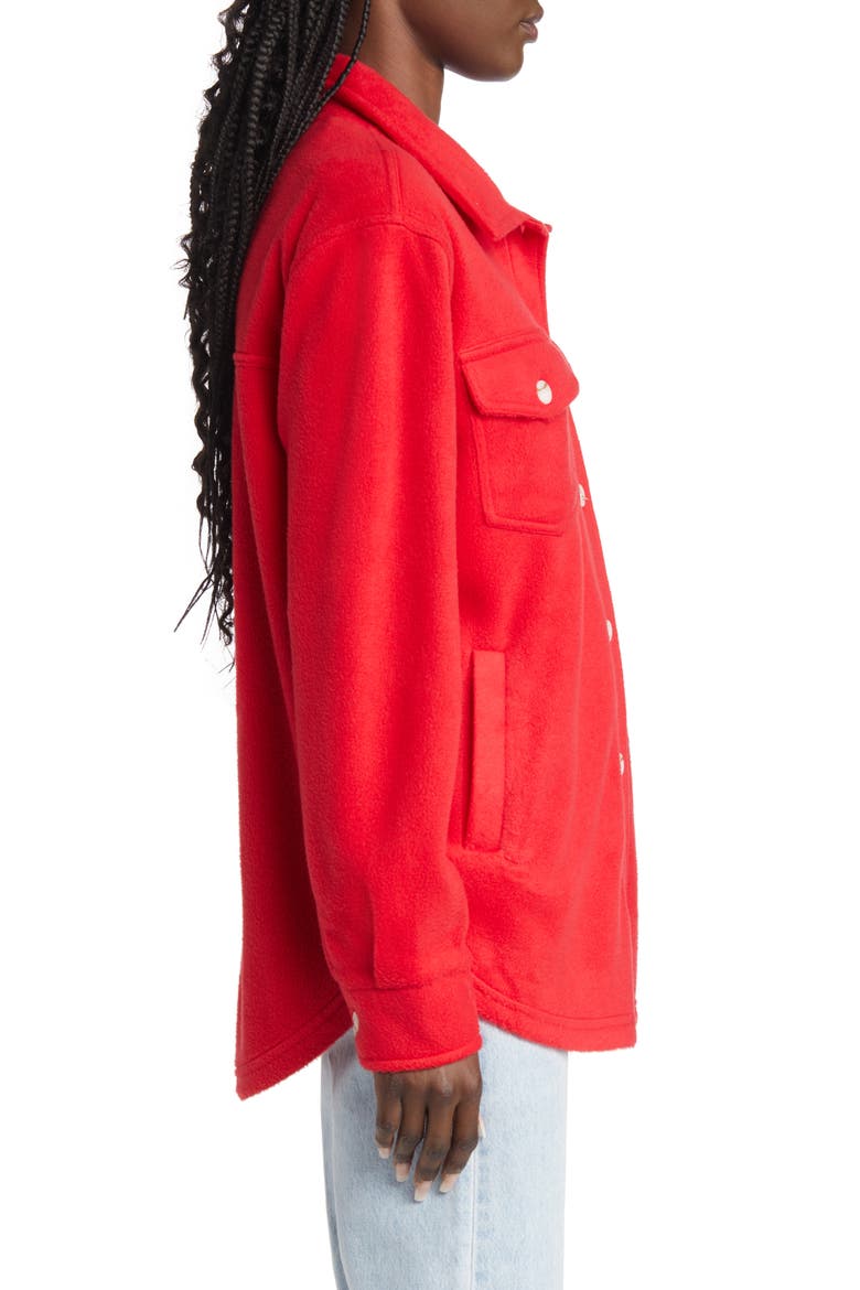 Plaid Polar Fleece Shacket, Alternate, color, RED