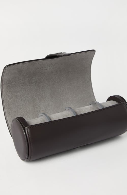 Brunello Cucinelli Calfskin Watch Case In Brown