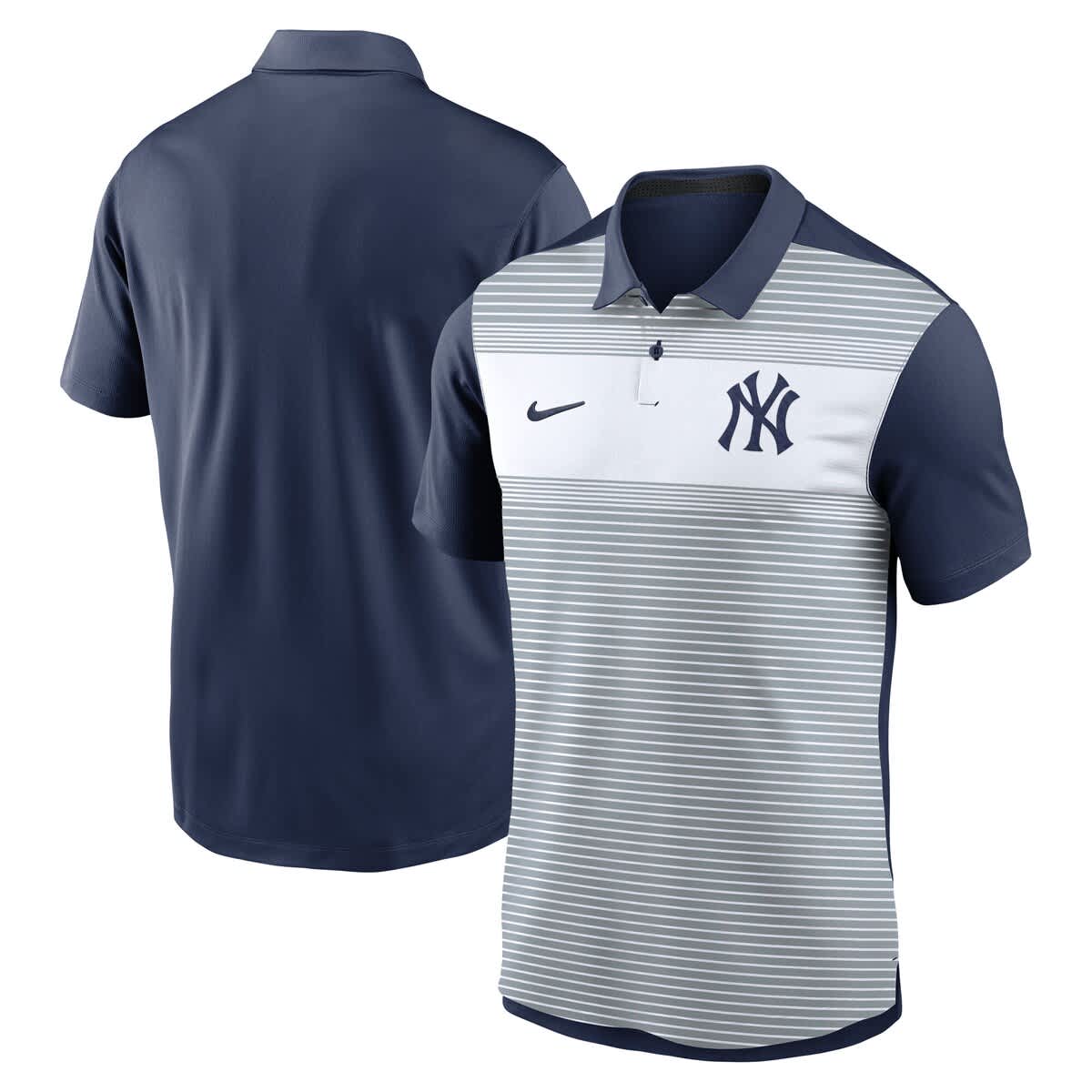nike blue and white striped polo