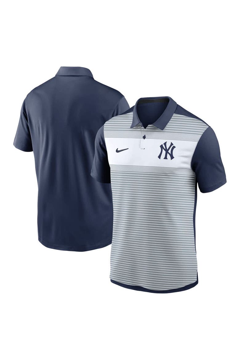 Men's Nike White/Navy New York Yankees Vapor Striped Performance Polo, Alternate, color, White