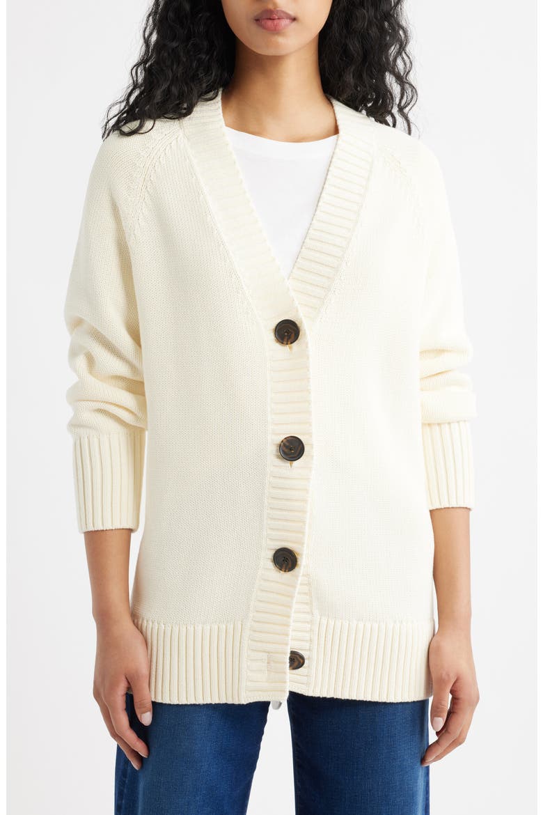 Oversized Cotton Cardigan, Alternate, color, VINTAGE IVORY
