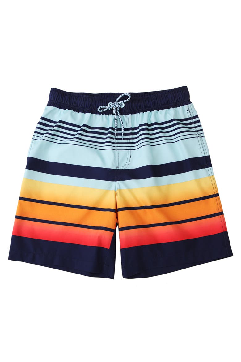 All-Day Comfort Mesh-Lined Swim Trunks, Main, color, Stripes printed