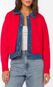 VELVET HEART Amerie Cardigan with Denim Trim