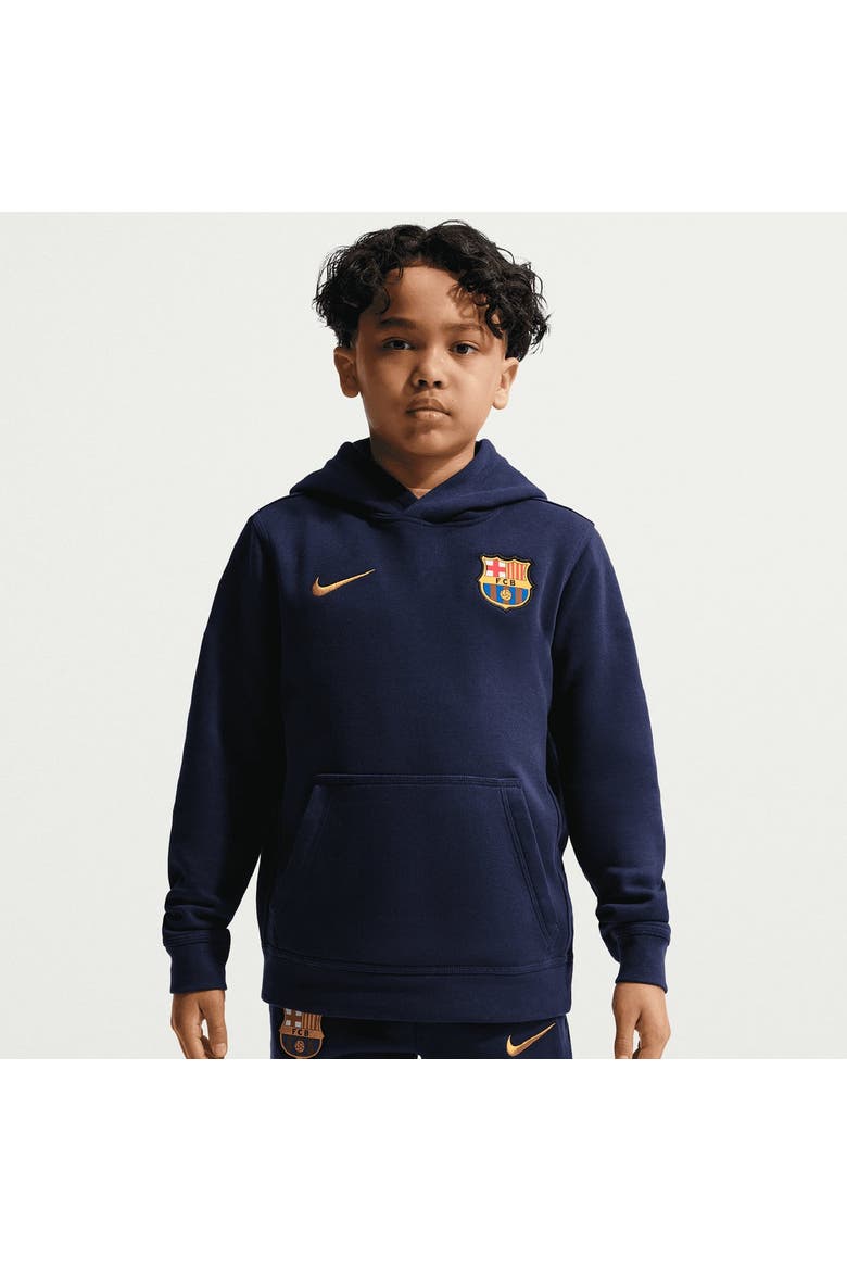 Youth Nike Navy Barcelona Club Hoodie, Main, color, Navy