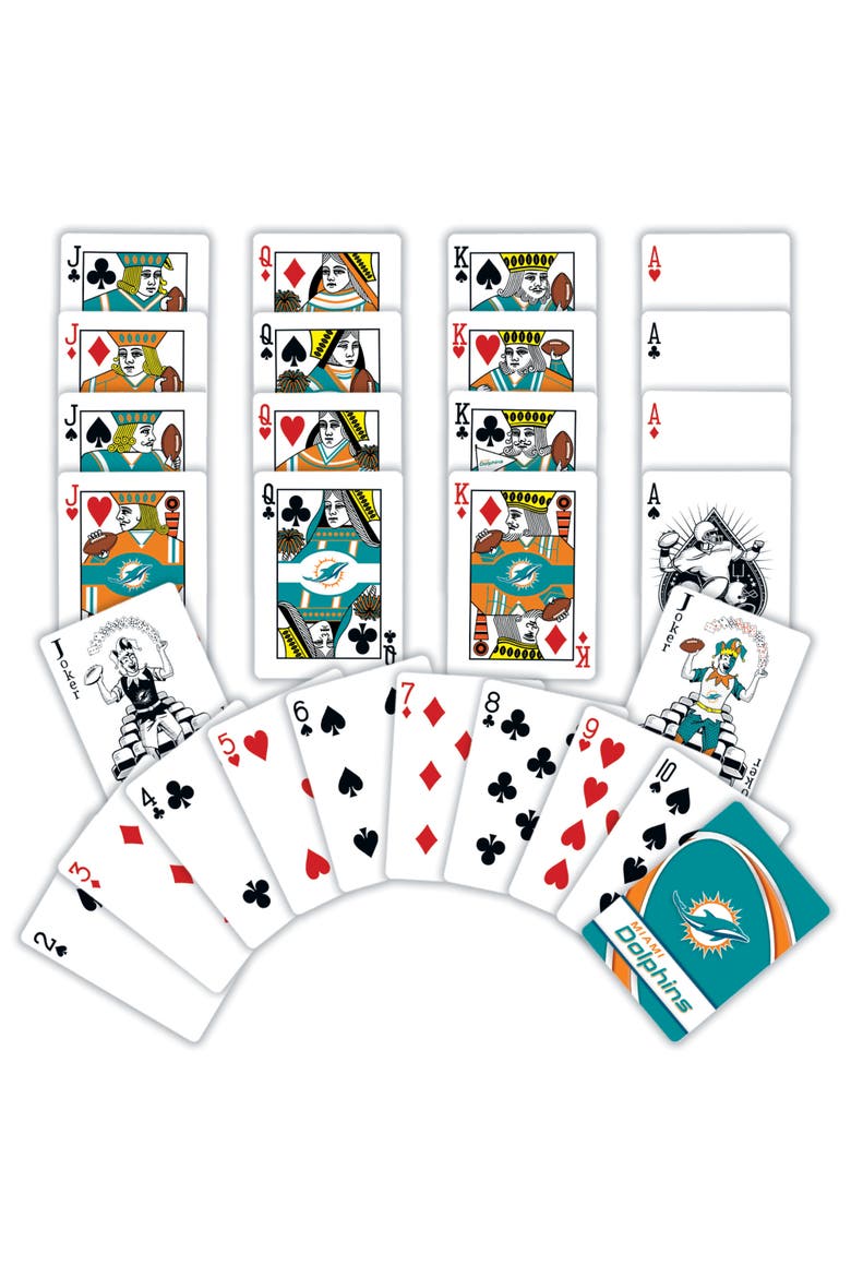 Miami Dolphins Playing Cards, Alternate, color, Multicolor