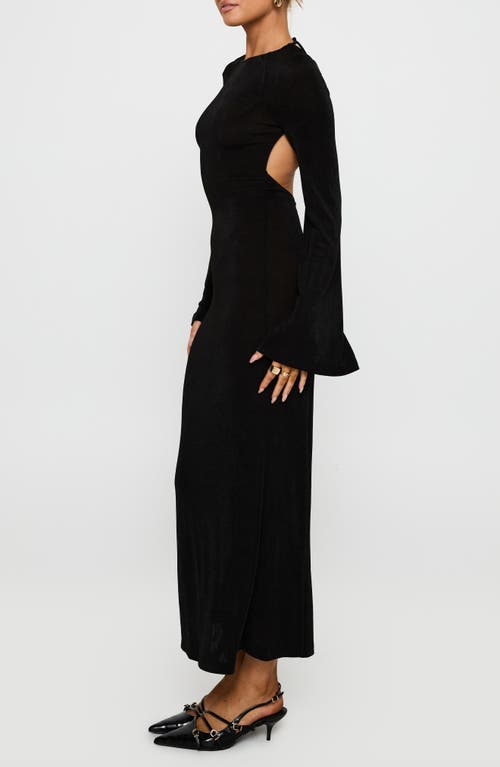 Princess Polly Amersham Open Back Long Sleeve Maxi Dress In Black