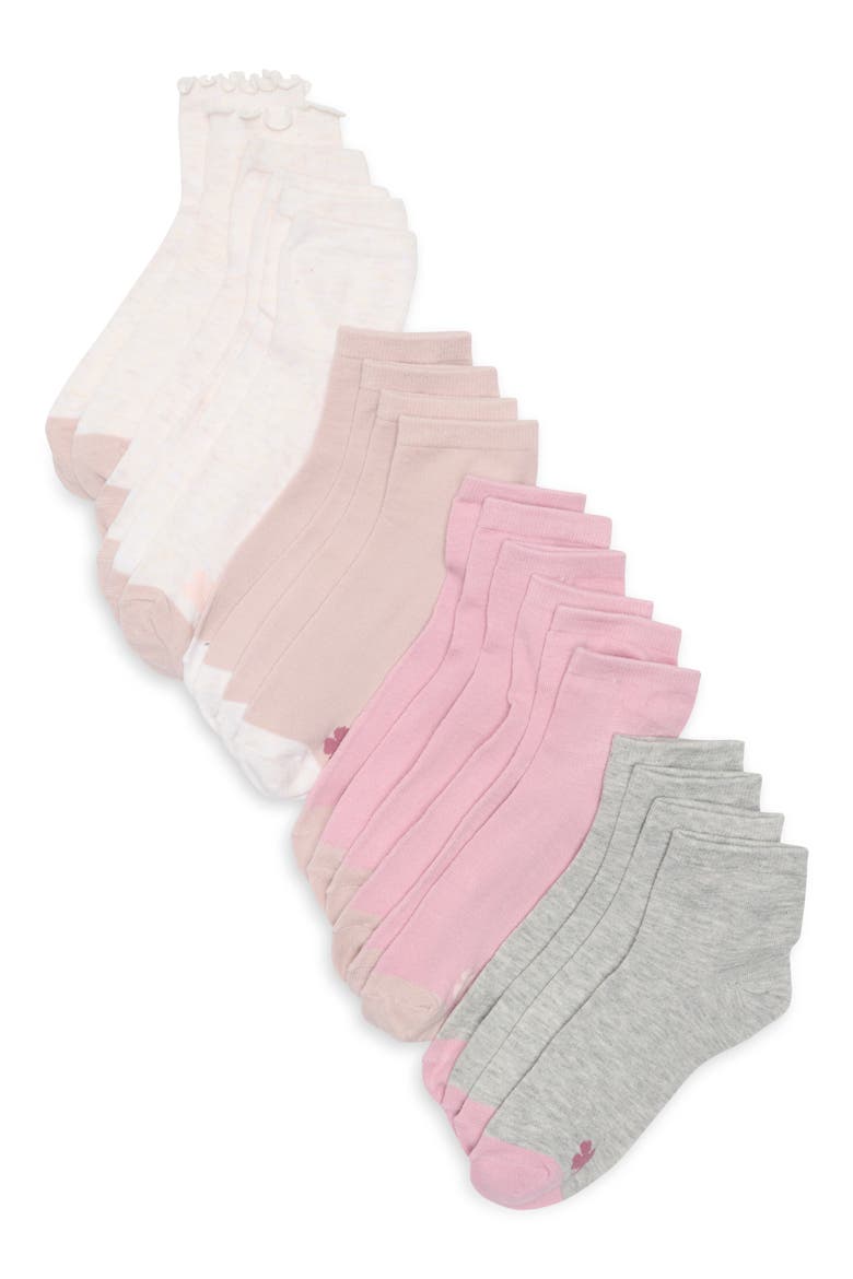 10-Pack Quarter Socks, Main, color, IVORY/ PINK/ GREY