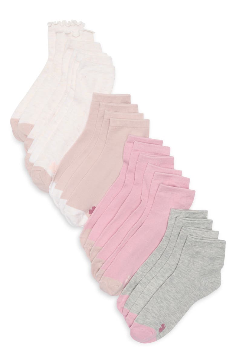 Lucky Brand 10-Pack Quarter Socks, Main, color, Ivory/ Pink/ Grey