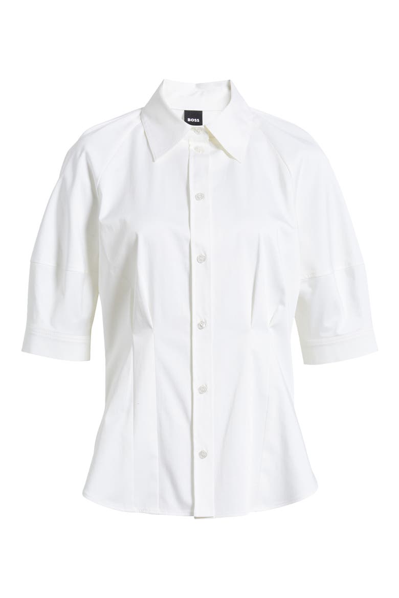 Belaurena Puff Elbow Sleeve Button-Up Shirt, Alternate, color, WHT